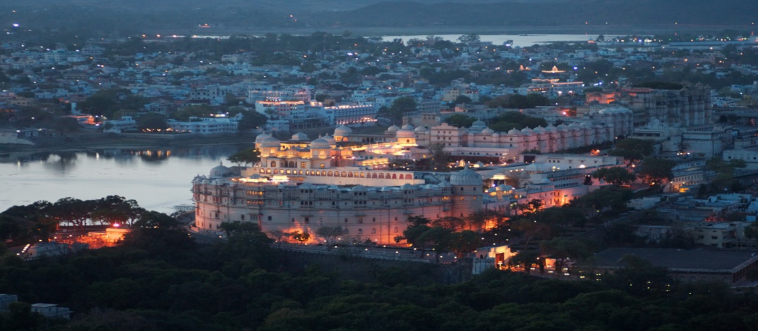 aerial view of City Palace Udaipur Rajasthan