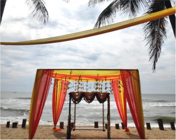Beach wedding Chennai Ideal Beach Oonjal Decor
