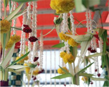 beach wedding chennai ideal beach stage floral hangings parrot